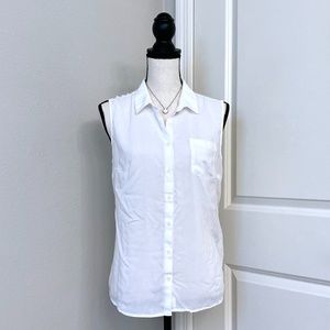 YESSICA White Sleeveless Button Down Top